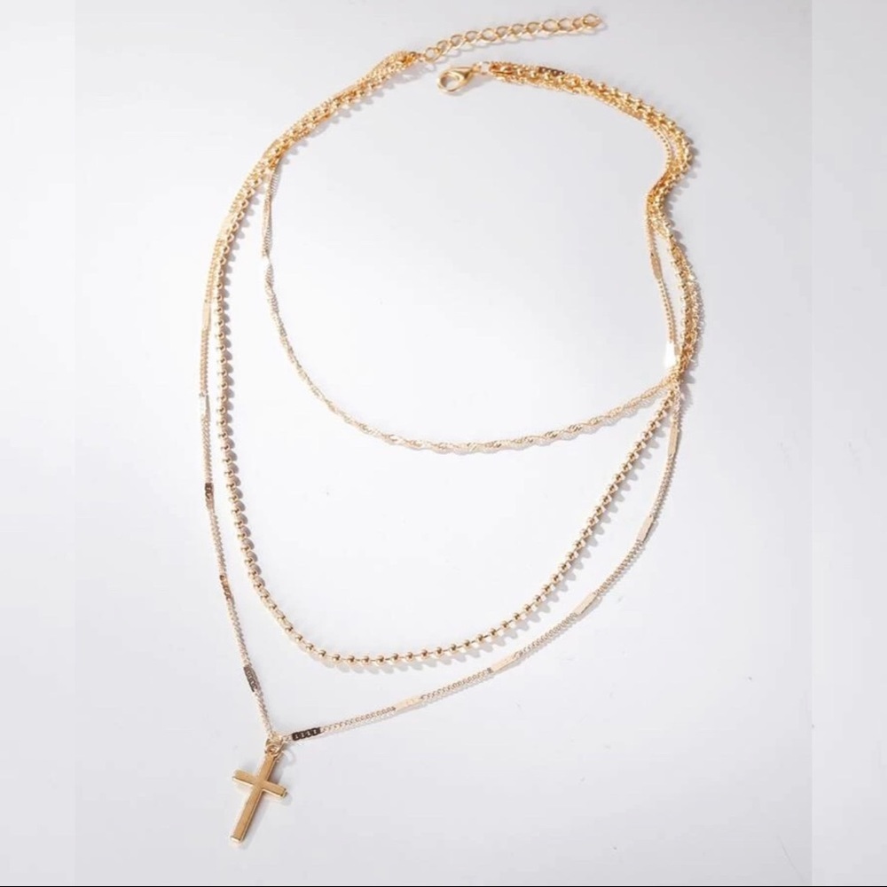 3/$30 💛 Cross Layered Necklace - Picture 2 of 3